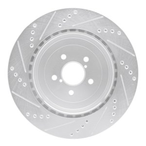 Subaru Impreza Brake Rotor (1) - Rear Right - R1 Concepts - Drilled & Slotted - Silver - `03-`04